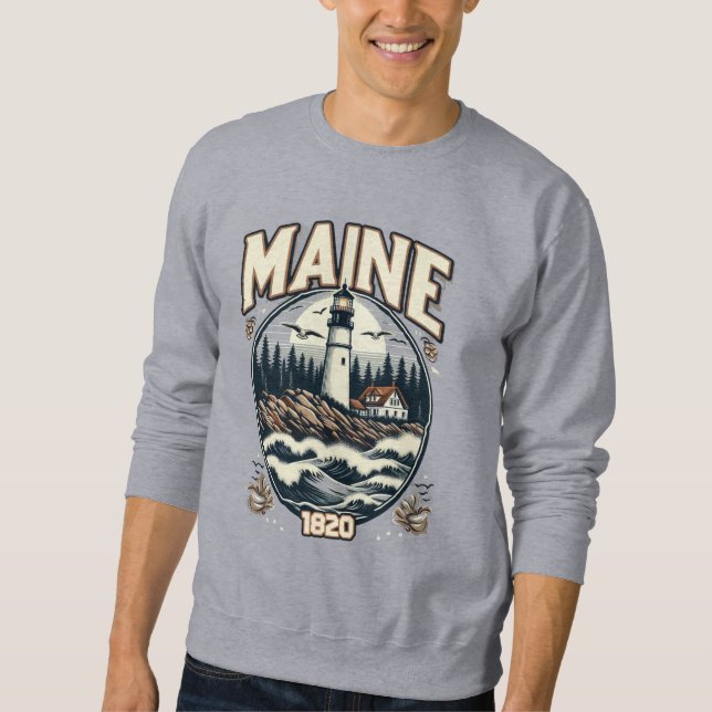Vintage Maine Lighthouse Sweatshirt (Front)
