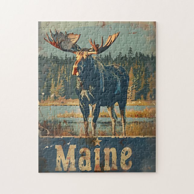 Vintage Maine Moose Jigsaw Puzzle (Vertical)
