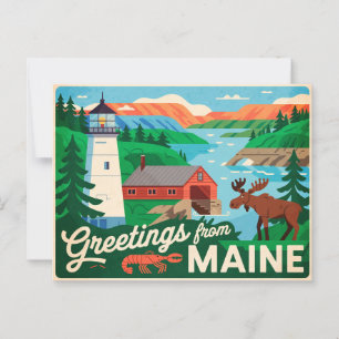 Vintage Maine Postcard   Greetings from Maine