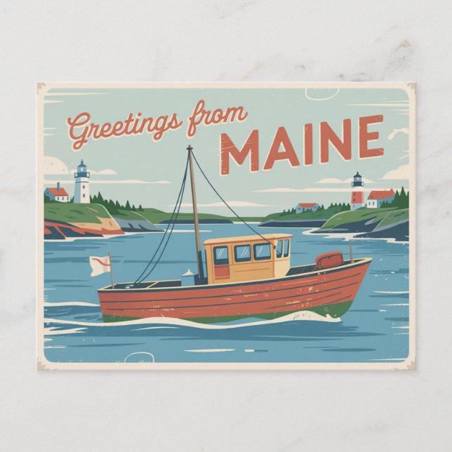 Vintage Maine Postcard | Greetings from Maine (Front)