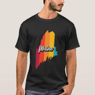 Vintage Maine Retro 70s Stripes Maine Us State T-Shirt