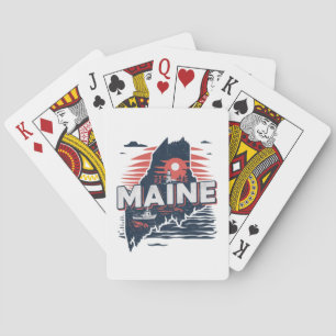 Vintage Maine USA State Map Travel Playing Cards