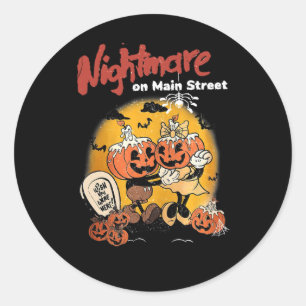 Vintage Mainstreet Halloween Pumpkin On Head Scary Classic Round Sticker