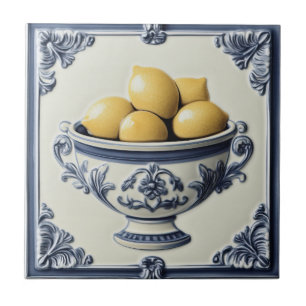 Vintage Majolica Lemon Tiles