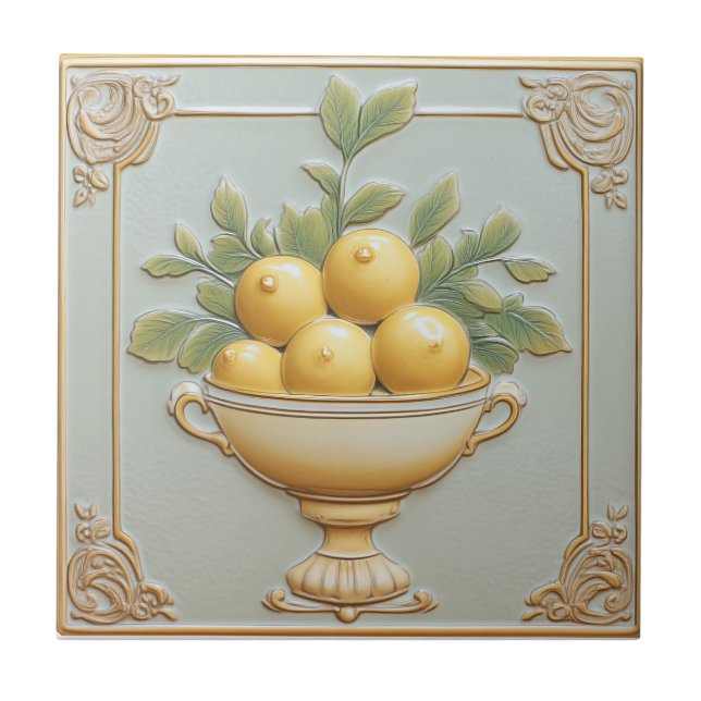 Vintage Majolica Lemon Tiles (Front)