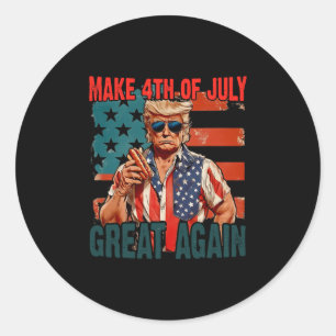 Vintage Make 4th Of July Great Again Funny Trump H Classic Round Sticker