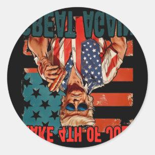 Vintage Make 4th Of July Great Again Funny Trump H Classic Round Sticker