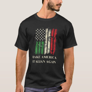 Vintage Make America Italian Again USA Flag Italy  T-Shirt