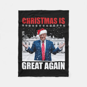 Vintage Make Christmas Great Again Xmas Funny Trum Fleece Blanket