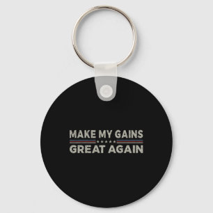 Vintage Make My Gains Great Again Funny Gym Exerci Key Ring