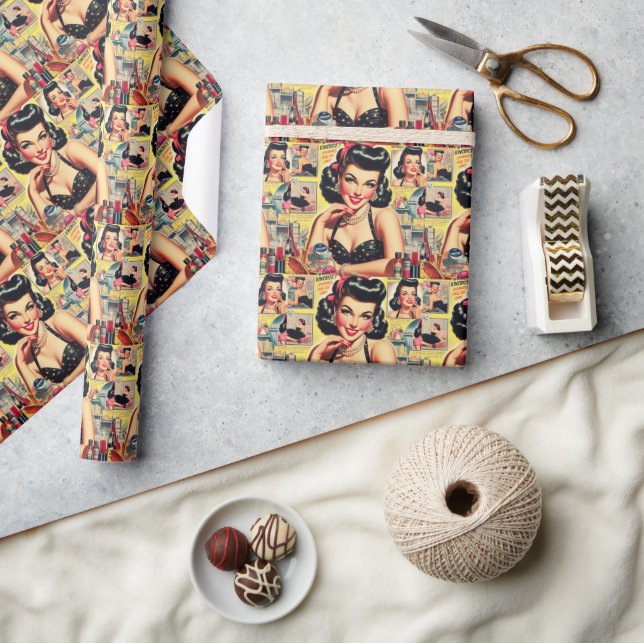 Vintage Make-up Pin up Wrapping Paper (Crafts)