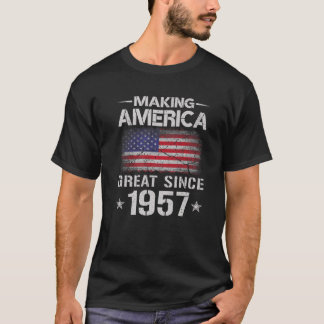 Vintage Making America Great Since 1957 USA Flag B T-Shirt