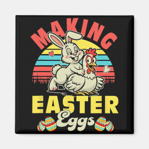 Vintage Making Easter Eggs Joke Couple Adult Bunny Magnet