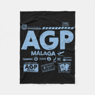 Vintage Malaga Agp Airport Code Travel Day Retro T Fleece Blanket