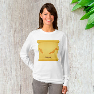 Vintage Malaysia Map Scroll Old World Travel T-Shirt