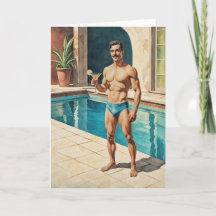 Vintage Male Pinup Zaddy | Retro Poolside Hunk
