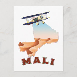 Vintage Mali Map travel poster Postcard