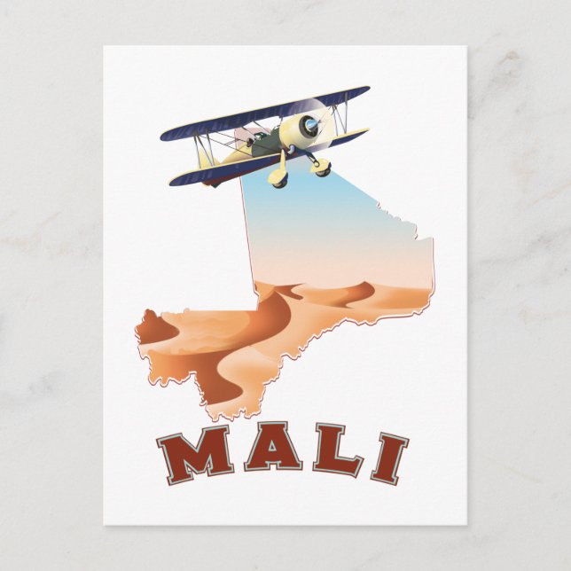 Vintage Mali Map travel poster Postcard (Front)