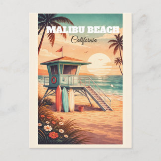 Vintage Malibu Beach California Travel Postcard 