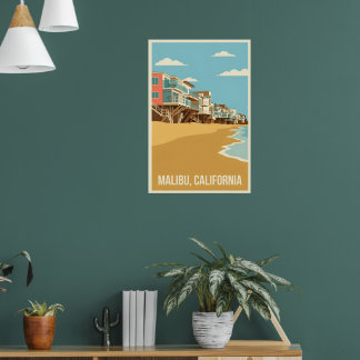 Vintage Malibu California Poster
