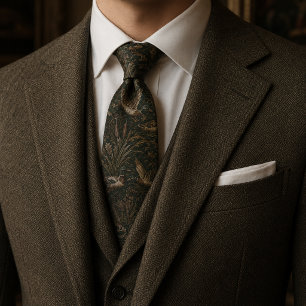 Vintage Mallard Duck and Hunting Dog Woodland Tie