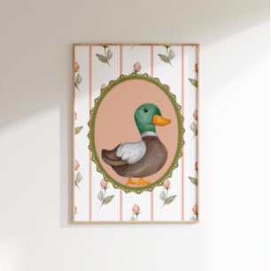Vintage Mallard Duck Nursery Wall Art