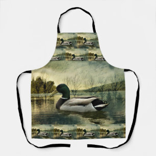 Vintage Mallard Duck Weathered Postcard Apron