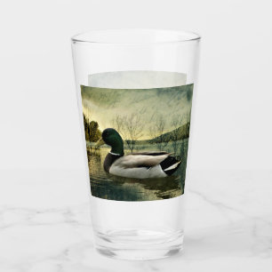 Vintage Mallard Duck Weathered Postcard Glass