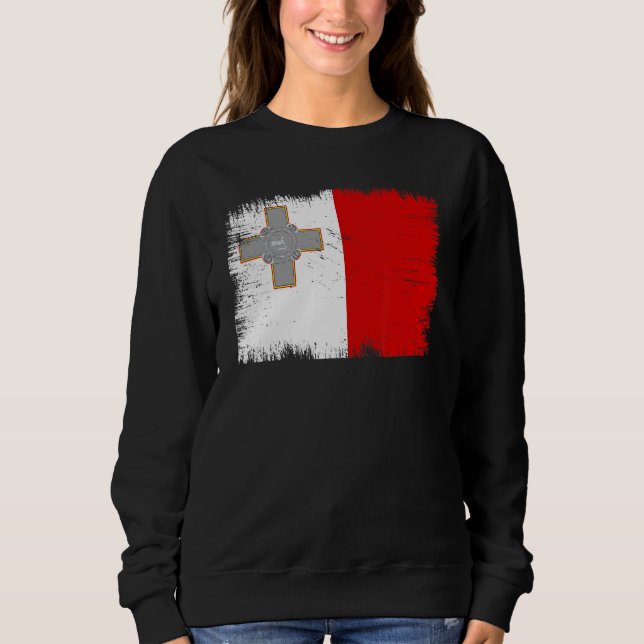 Vintage Malta Flag Maltese Independence Day Sweatshirt (Front)