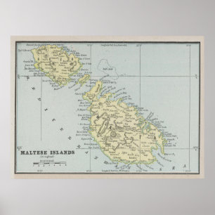Vintage Malta Map (1901) Poster