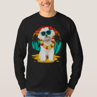 Vintage Maltese Hawaiian Summer Vacation Tropical T-Shirt