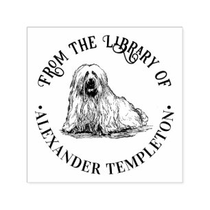 Vintage Maltese Terrier Drawing Library Book Name Self-inking Stamp