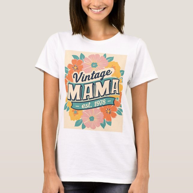 Vintage Mama Retro Aesthetic T-Shirt – Classic 70s (Front)