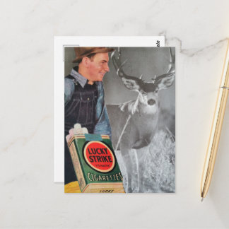 Vintage Man and Lucky Buck Collage Postcard