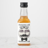 Vintage man in moon bartender moustache bow tie