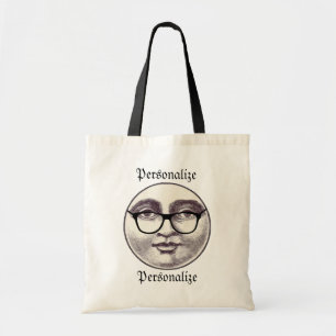 Vintage man in the moon full face glasses black wh tote bag