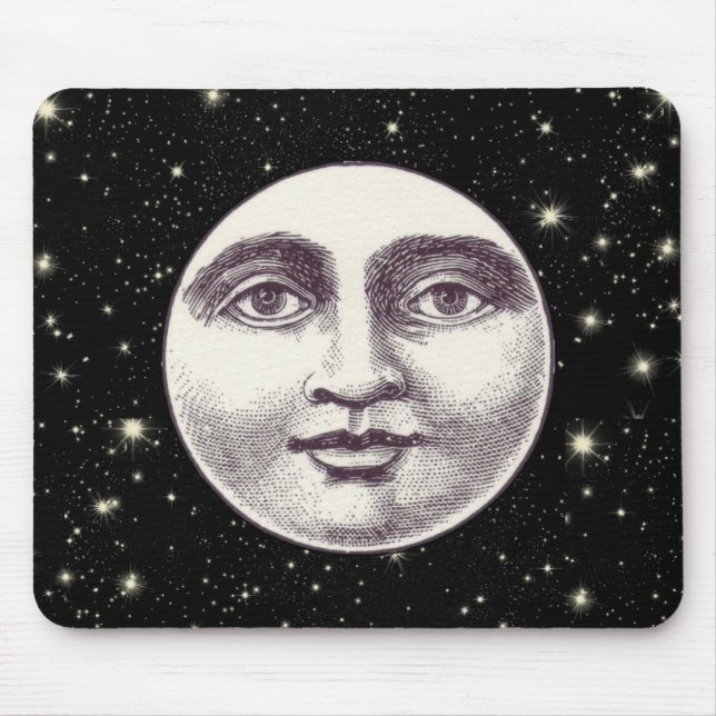 Vintage man in the moon full moon face mouse pad (Front)