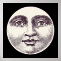 Vintage man in the moon full moon face