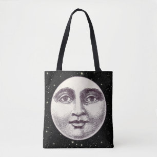 Vintage man in the moon full moon face tote bag