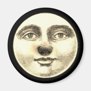 Vintage man in the moon puppy dog nose whimsical magnet