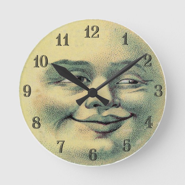 Vintage Man in the Moon Round Clock (Front)