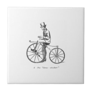 Vintage Man on Bike Tile