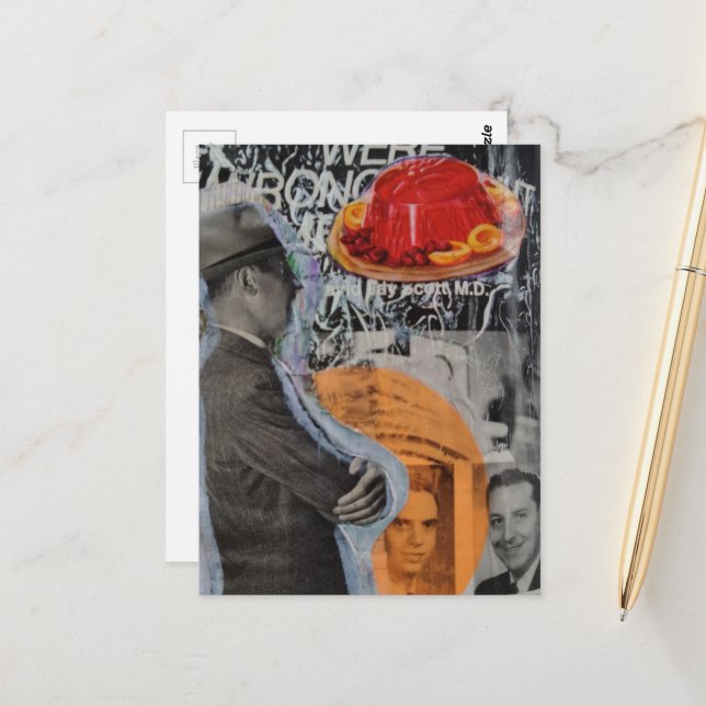 Vintage Man with floating dessert collage Postcard (Front/Back In Situ)