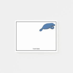 Vintage Manatee Drawing Blue Post-it Notes
