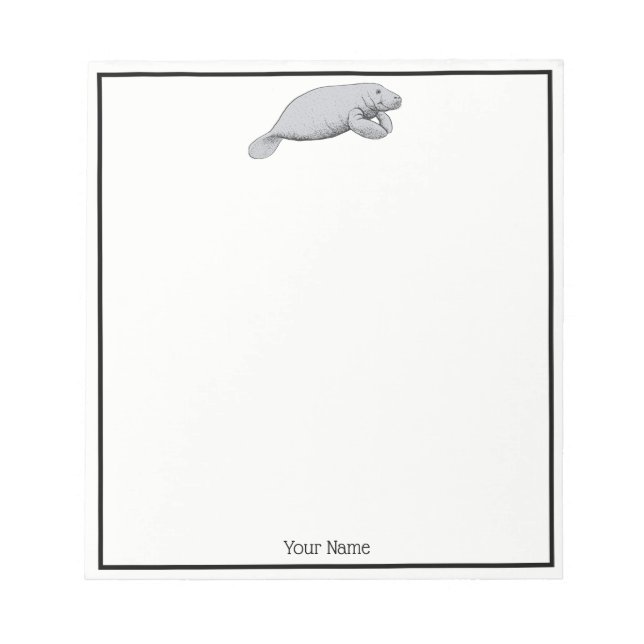 Vintage Manatee Drawing Notepad (Front)