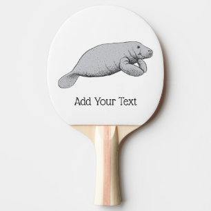 Vintage Manatee Drawing Ping Pong Paddle
