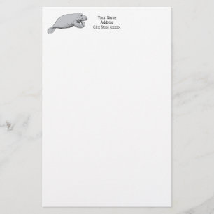Vintage Manatee Drawing Stationery