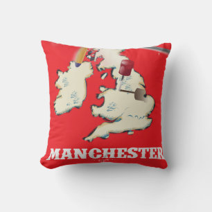 Vintage Manchester Travel Poster Cushion