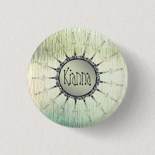 Vintage Mandala on Minty Frosted Glass  3 Cm Round Badge