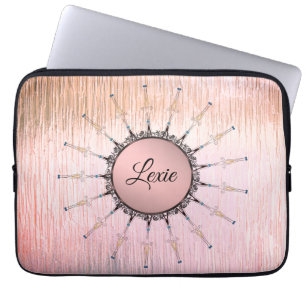 Vintage Mandala on Peachy Pink Frosted Glass       Laptop Sleeve